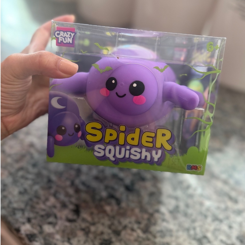 Crazy Fun Halloween Spider Squishy Purple Crescent Moon Fidget Toy NEW